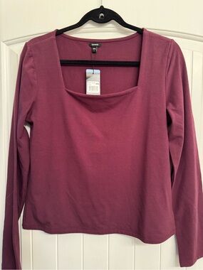 Express Long Sleeve Square Neck Top - Dusty Rose